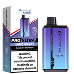 Load image into Gallery viewer, Hayati Pro Ultra disposable vape in Blueberry Raspberry flavor, featuring a violet and blue gradient on the device and packaging.
