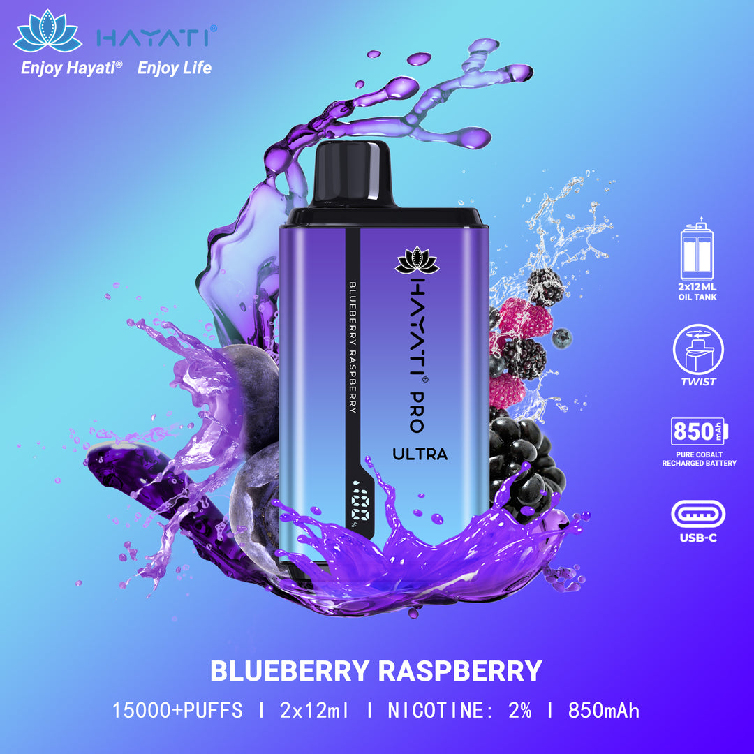 Blueberry Raspberry Hayati Pro Ultra 15K Puff Disposable Vape