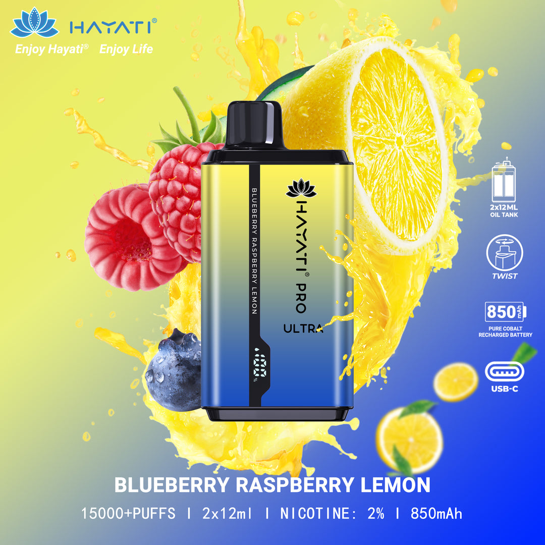 Blueberry Raspberry Lemon Hayati Pro Ultra 15K Puff Disposable Vape