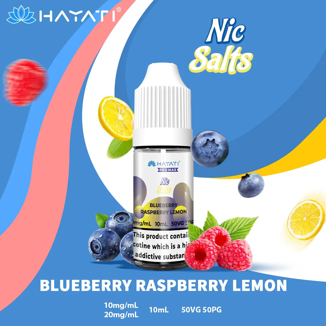 Blueberry Raspberry Lemon Hayati Pro Max Nic Salt 10mg and 20mg Nicotine Strength 10ml Bottle