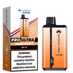 Load image into Gallery viewer, Hayati Pro Ultra disposable vape in Bru Ice flavor, with an ombre of peach to light brown on the device and packaging.
