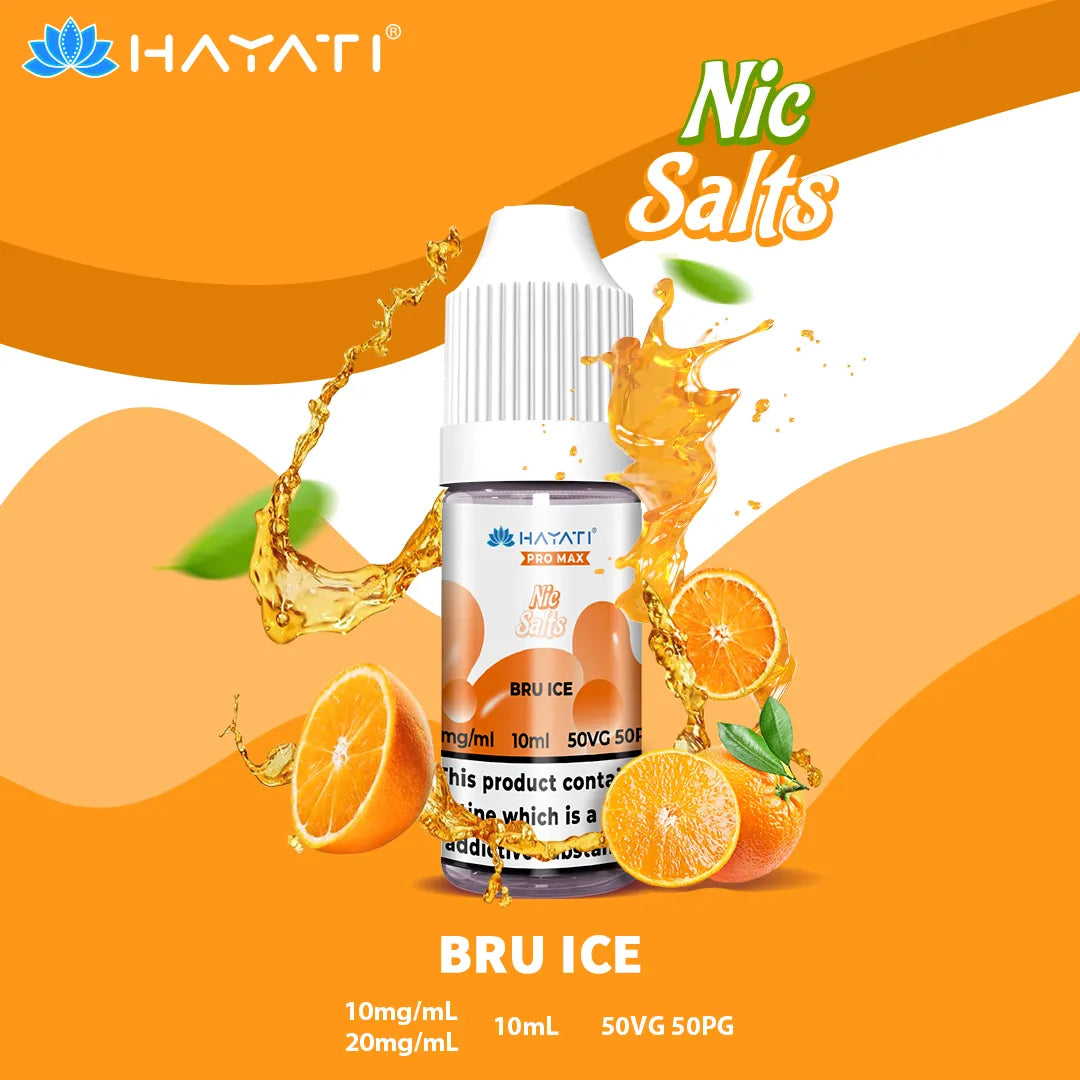 Bru Ice Hayati Pro Max Nic Salt 10mg and 20mg Nicotine Strength 10ml Bottle