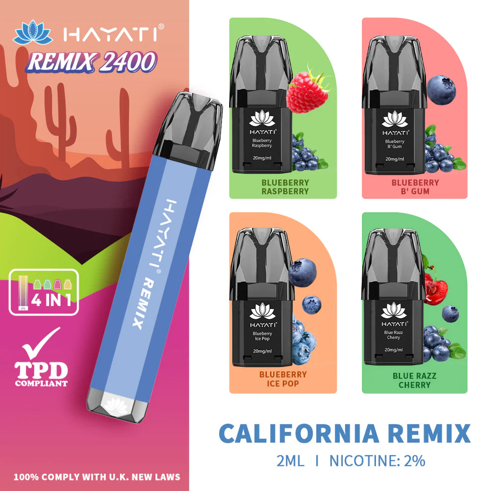 California Remix Hayati Remix 2400 Puff 4in1 Disposable Vape Kit