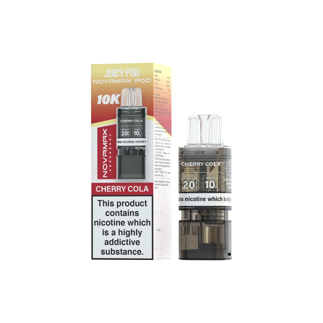 Juicy Pod Novamax Pod 10K pre-filled pod in Cherry Cola flavour