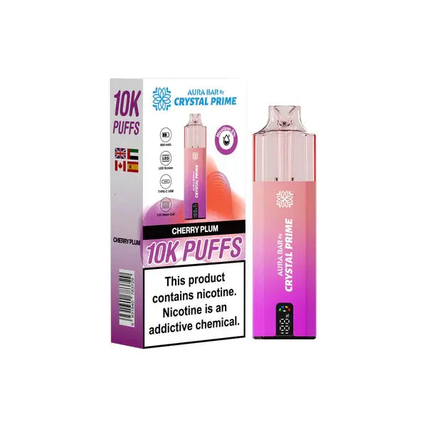 Aura Bar 10K Puff Disposable Vape Cherry Plum by Crystal Prime