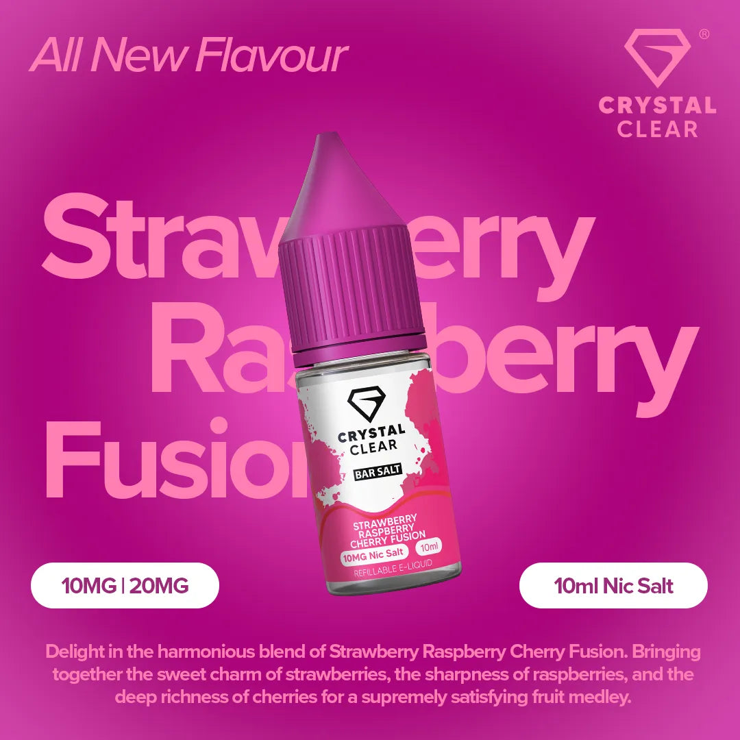 Crystal Clear Strawberry Raspberry Cherry Fusion Nic Salt