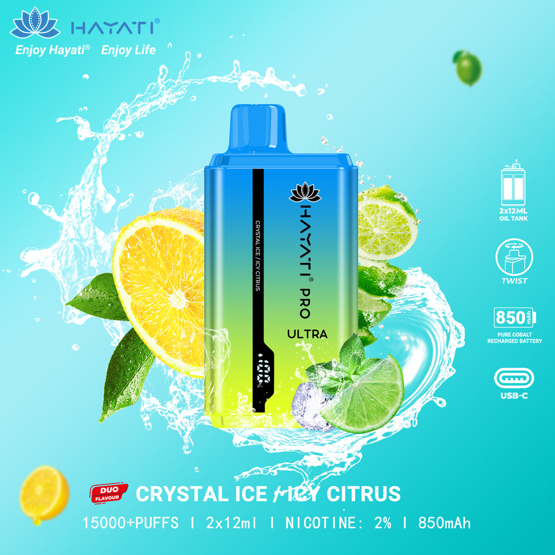 Crystal Ice / Icy Citrus Hayati Pro Ultra 15K Puff Disposable Vape