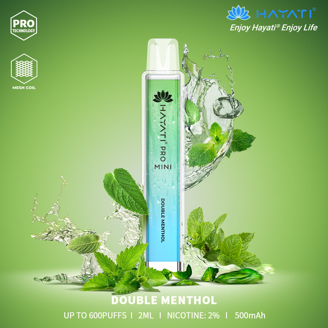 Double Menthol Hayati Pro Mini 600 Puff Disposable Vape