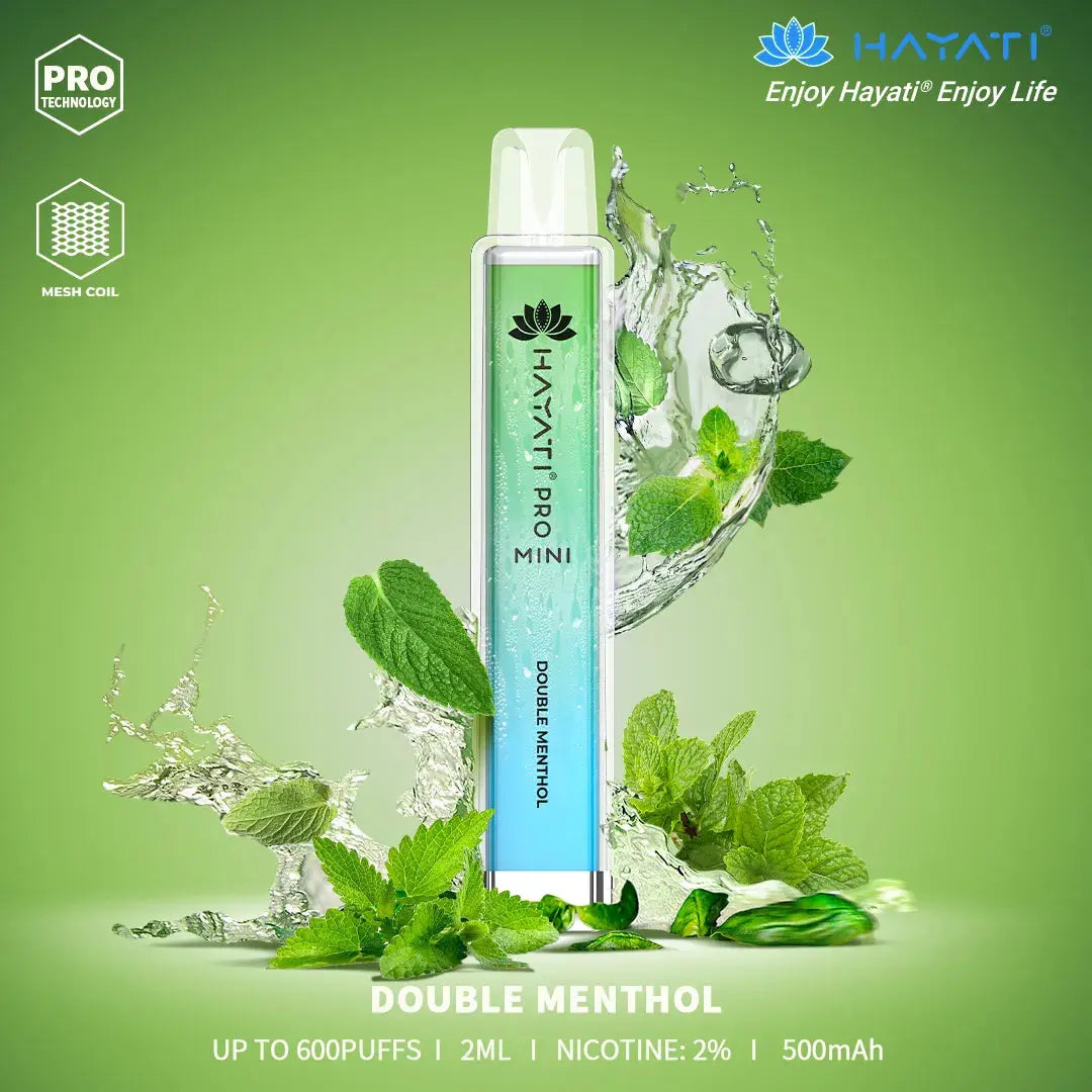 Double Menthol Hayati Pro Mini 600 Puff Disposable Vape (6859405918311)