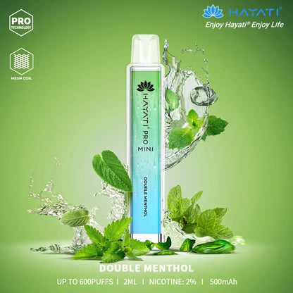 Double Menthol Hayati Pro Mini 600 Puff Disposable Vape (6859405918311)