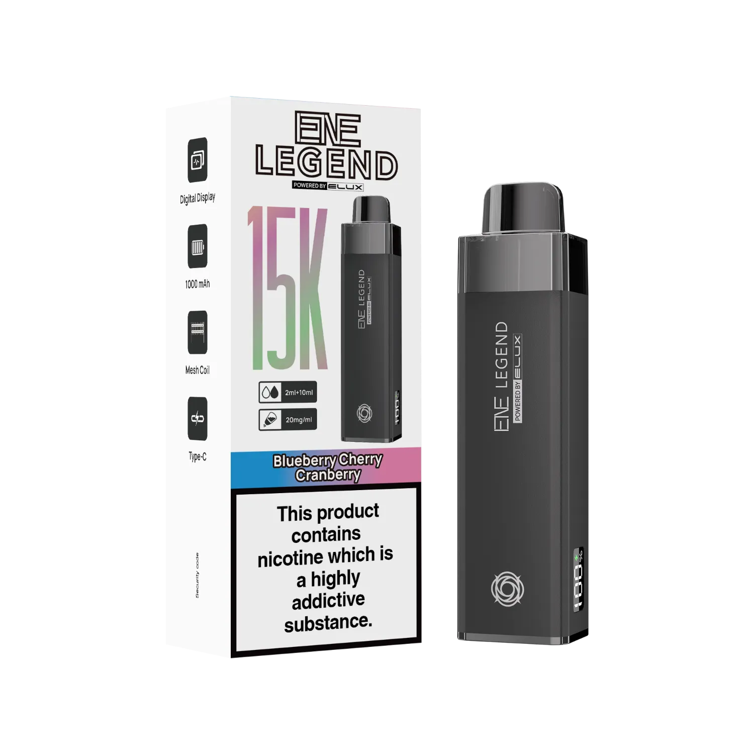 ENE Legend 15K puff vape Blueberry Cherry Cranberry flavour