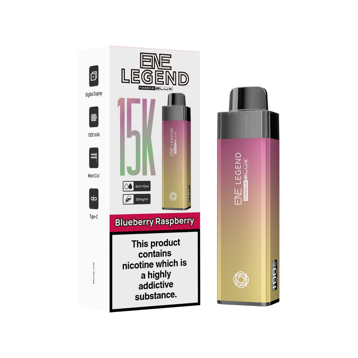 ENE Legend 15K puff vape Blueberry Raspberry flavour