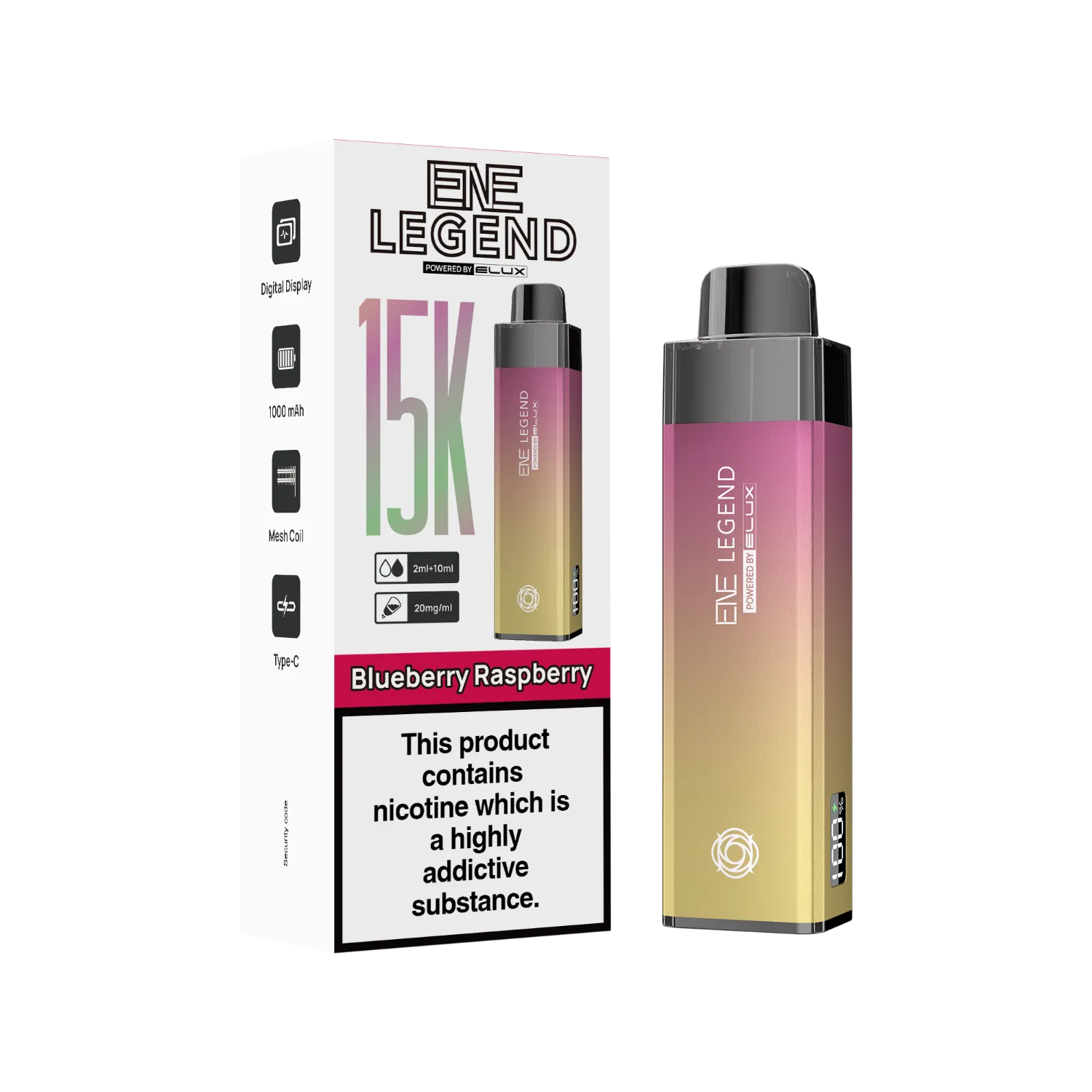ENE Legend 15K puff vape Blueberry Raspberry flavour