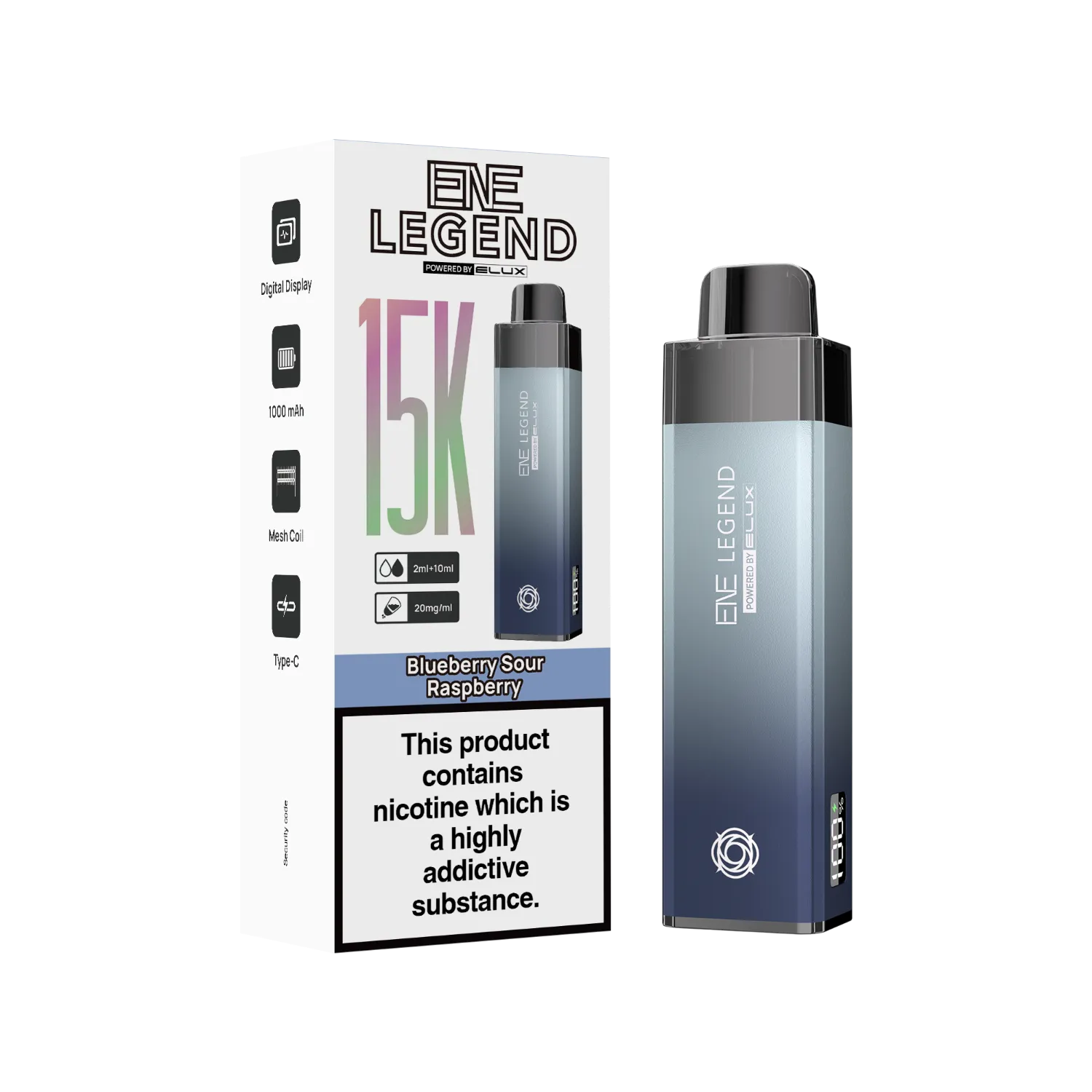 ENE Legend 15K puff vape Blueberry Sour Raspberry flavour