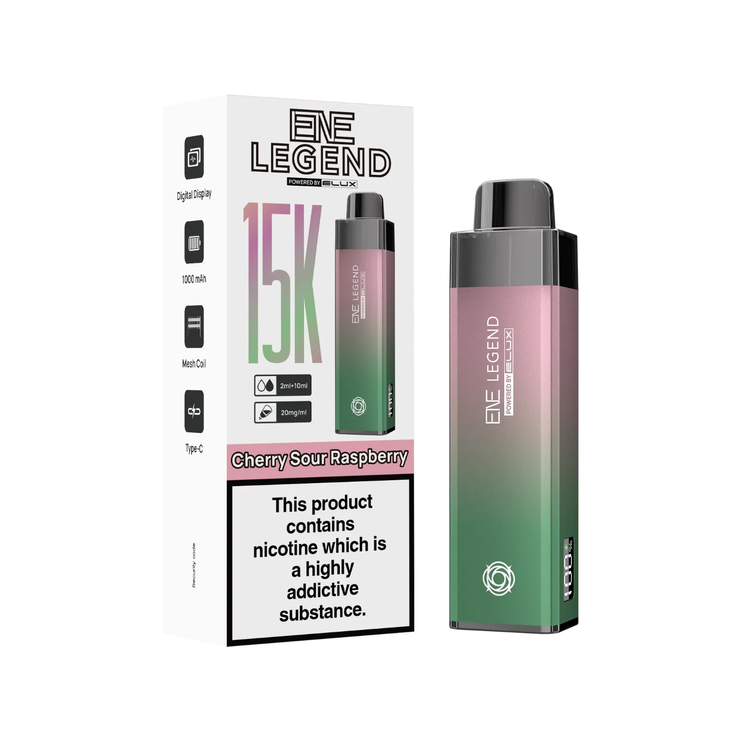 ENE Legend 15K puff vape Cherry Sour Raspberry flavour