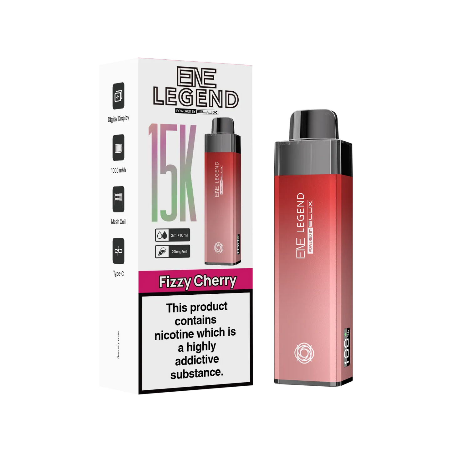 ENE Legend 15K puff vape Fizzy Cherry flavour