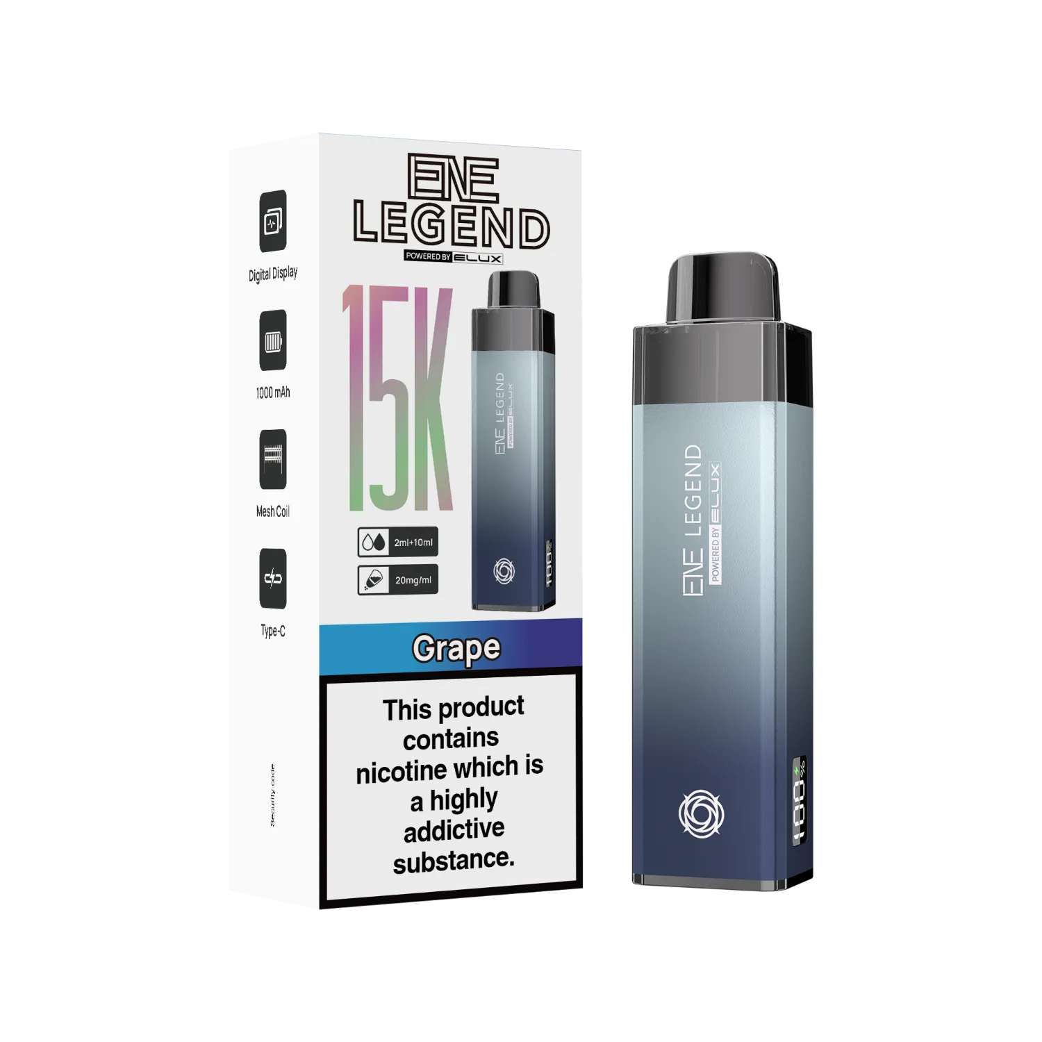ENE Legend 15K puff vape Grape flavour