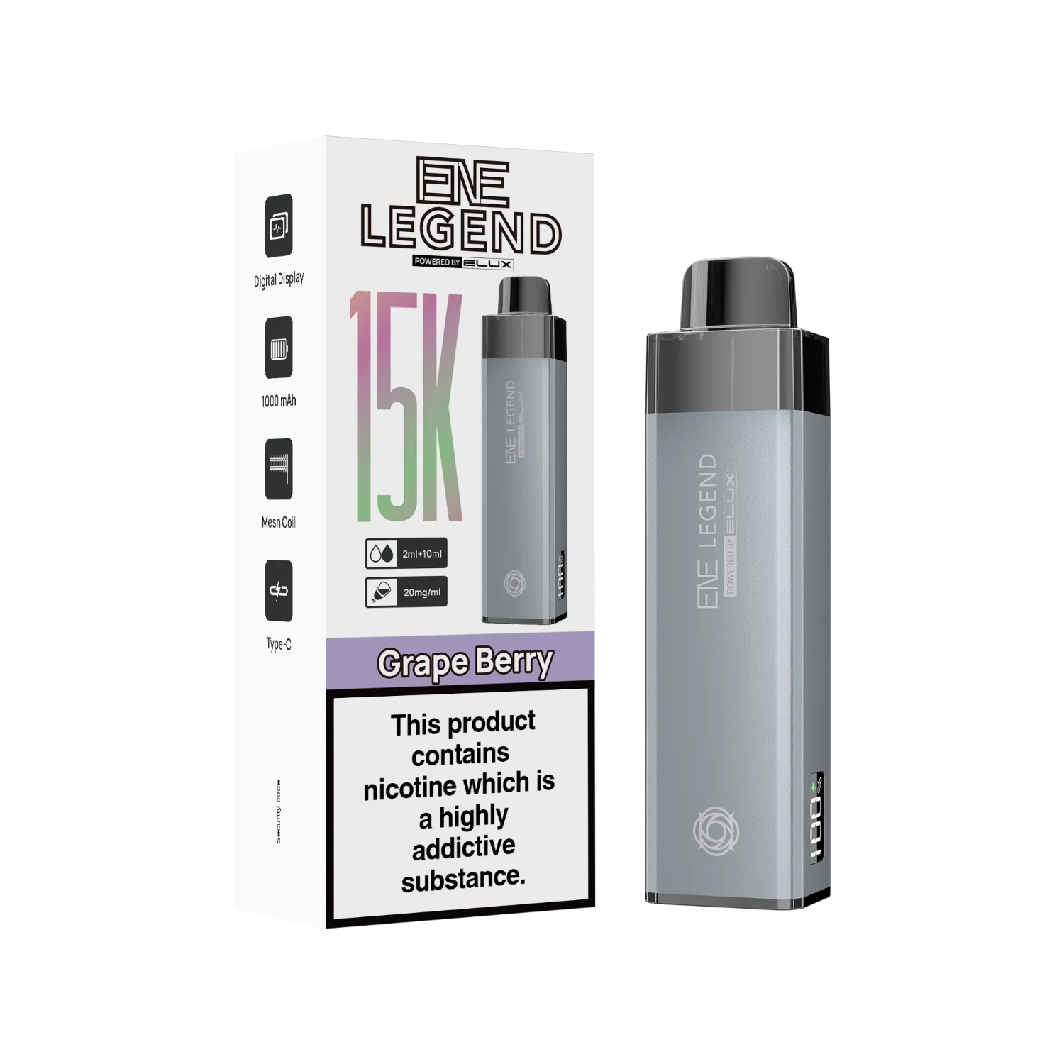 ENE Legend 15K puff vape Grape Berry flavour