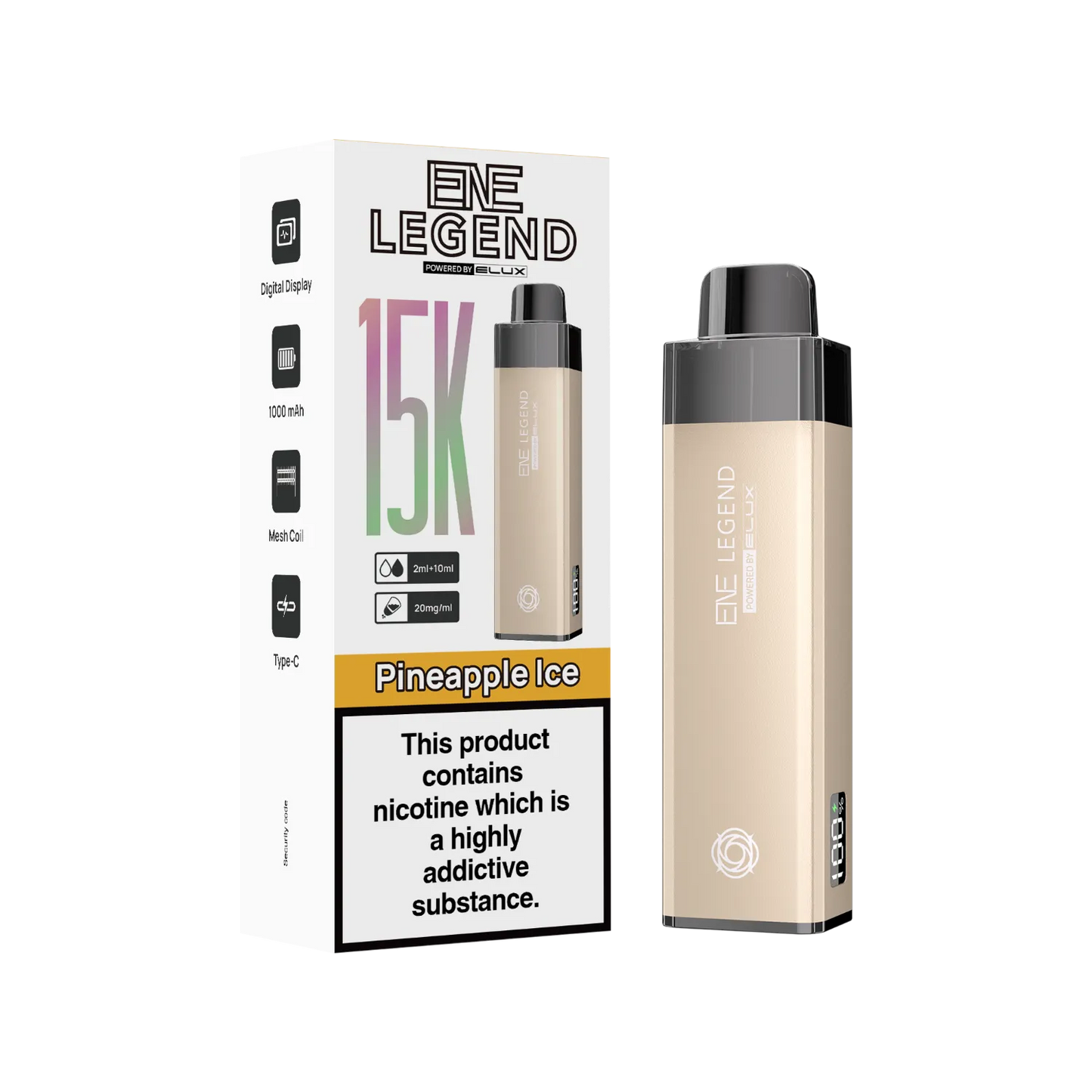 Pineapple Ice flavour ENE Legend 15K puff vape