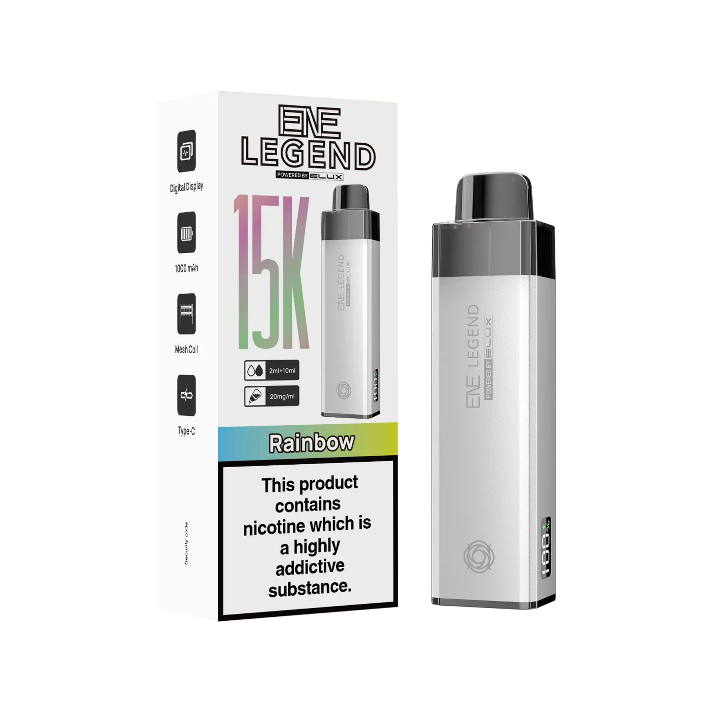 Rainbow flavour ENE Legend 15K puff vape