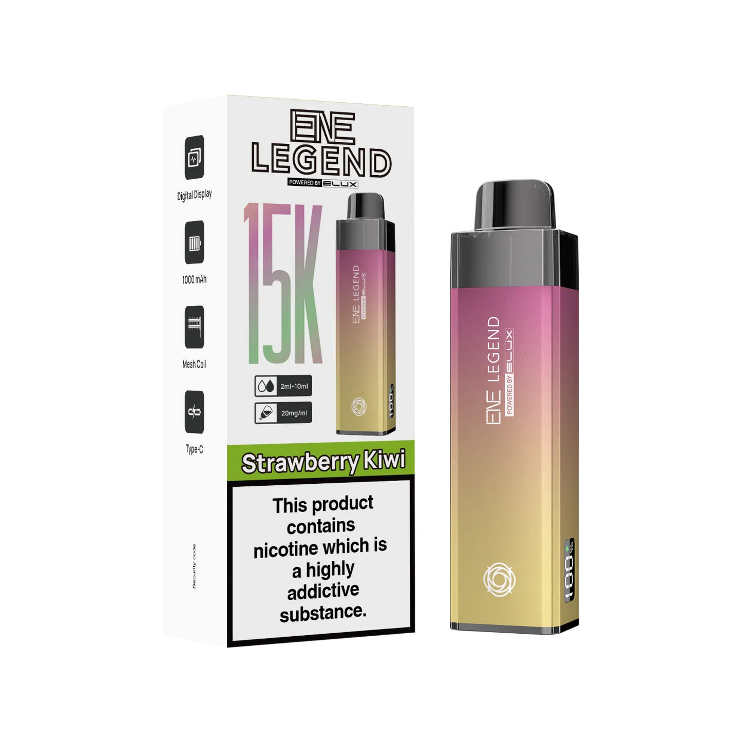 Strawberry Kiwi flavour ENE Legend 15K puff vape