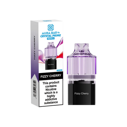 fizzy cherry flavour aura bar by crystal prime 10k pre-filled replacement pods