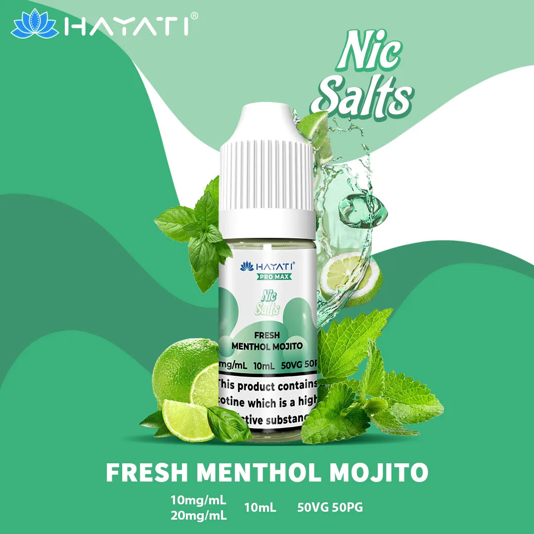 Fresh Menthol Mojito Hayati Pro Max Nic Salt 10mg and 20mg Nicotine Strength 10ml Bottle