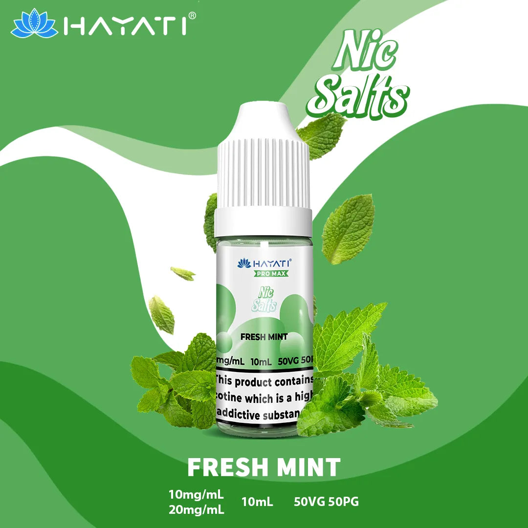 Fresh Mint Hayati Pro Max Nic Salt 10mg and 20mg Nicotine Strength 10ml Bottle