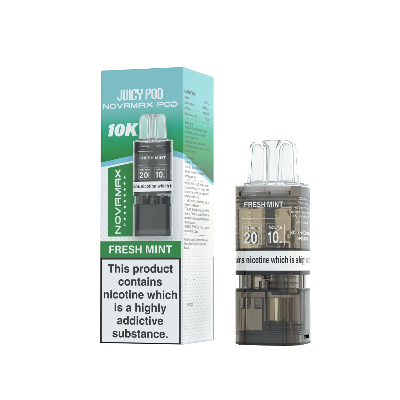 Juicy Pod Novamax Pod 10K pre-filled pod in Fresh Mint flavour
