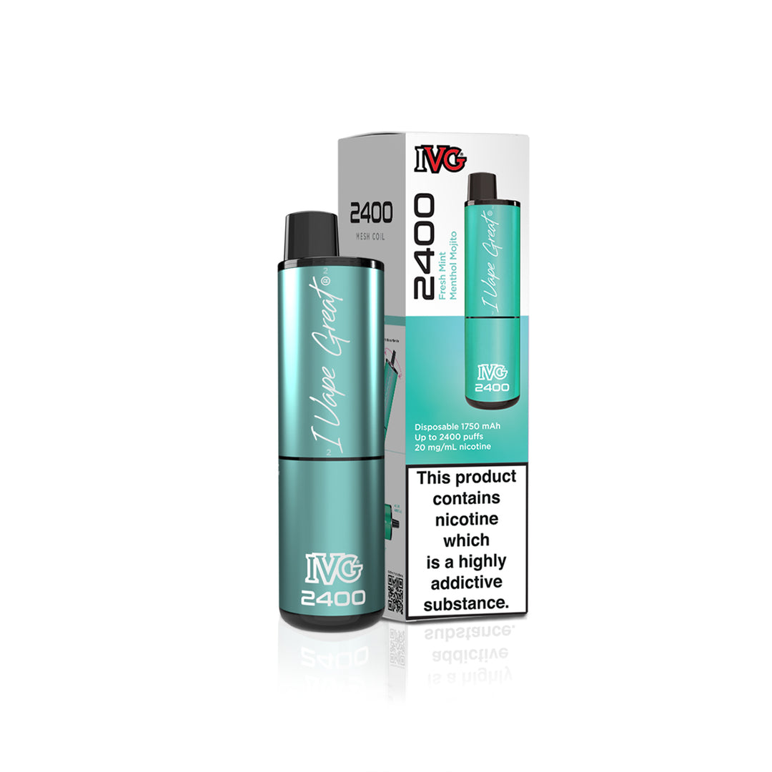 Fresh Mint Menthol IVG 2400 Puff Disposable Vape Kit