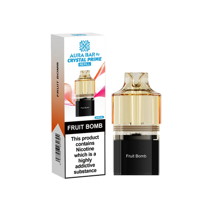 fruit bomb flavour aura bar by crystal prime 10k pre-filled replacement pods