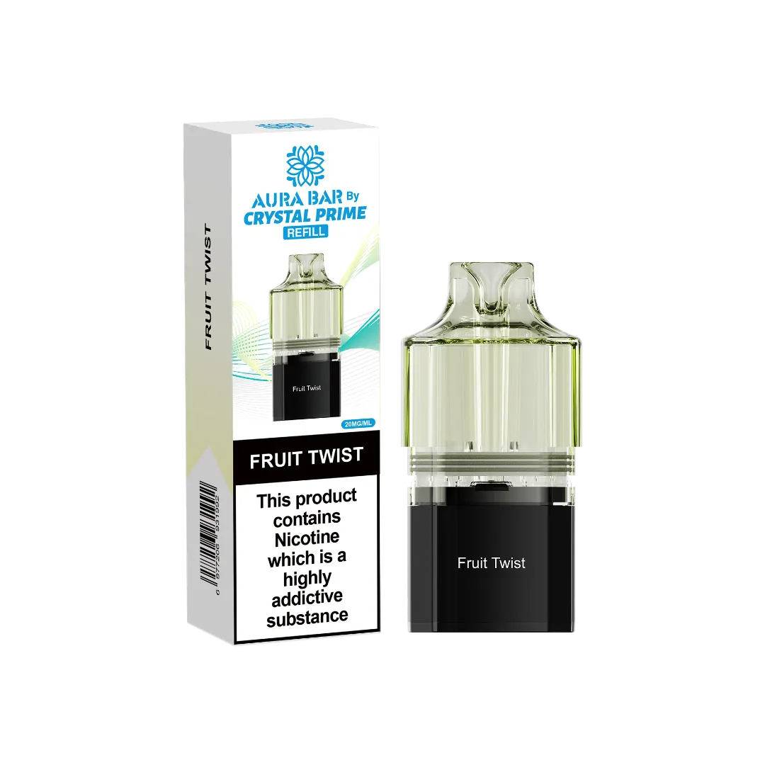 fruit twist flavour aura bar by crystal prime 10k pre-filled replacement pods