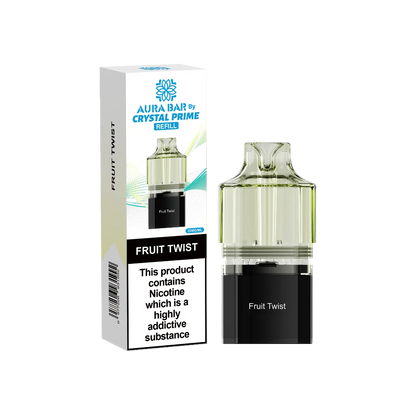 fruit twist flavour aura bar by crystal prime 10k pre-filled replacement pods