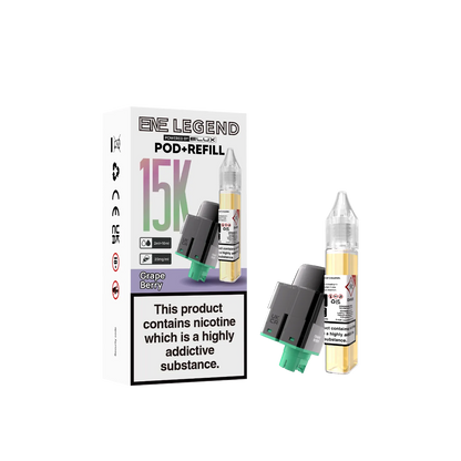 Grape Berry flavour pod and refill container for ENE Legend 15K
