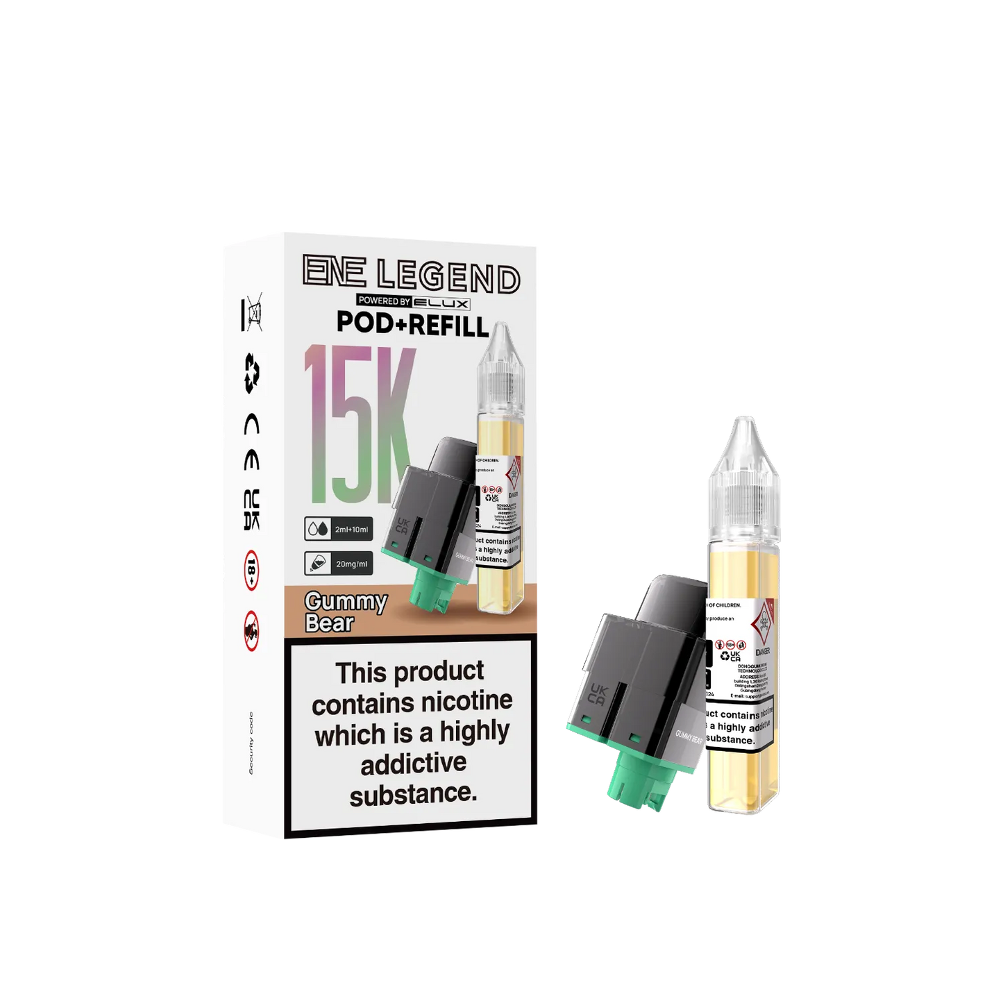 Gummy Bear flavour pod and refill container for ENE Legend 15K