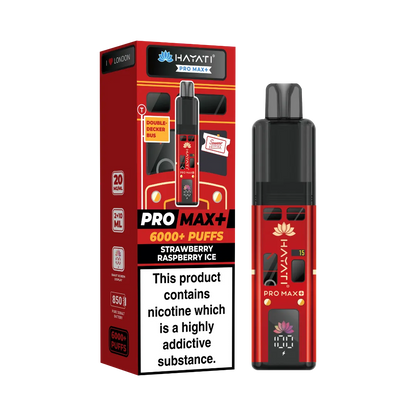 Strawberry Raspberry Ice flavour Hayati Pro Max Plus 6000 Puff Double Decker Bus Souvenir Edition
