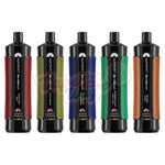 Load image into Gallery viewer, Image displaying an array of Hayati Pro Max Shisha vapes in various colours, each labelled with different flavours such as Mango, Blueberry, Raspberry, and more, against a plain background.
