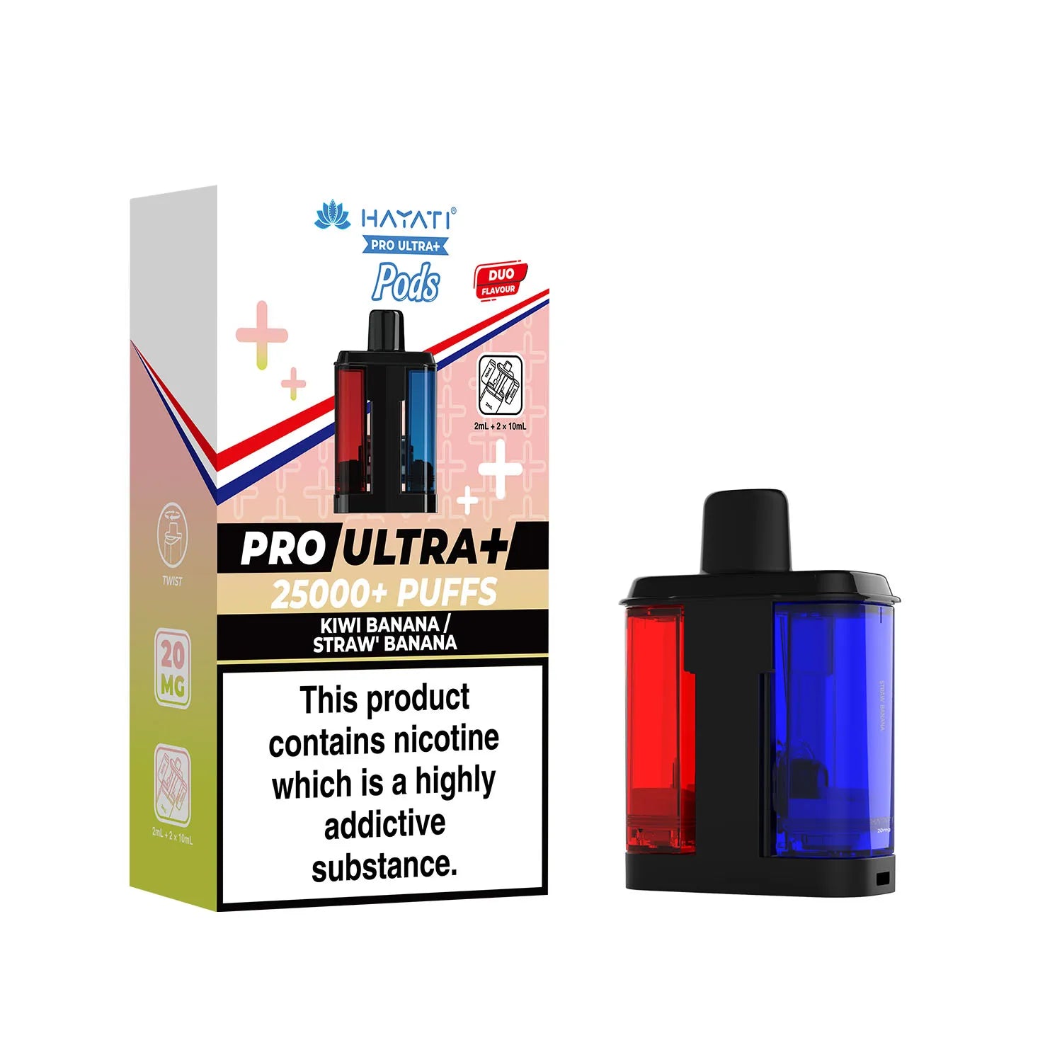 Kiwi Banana Straw Banana Hayati Pro Ultra Plus 25k Pre-filled Replacement Pods and Hayati 25000 Pod Refills