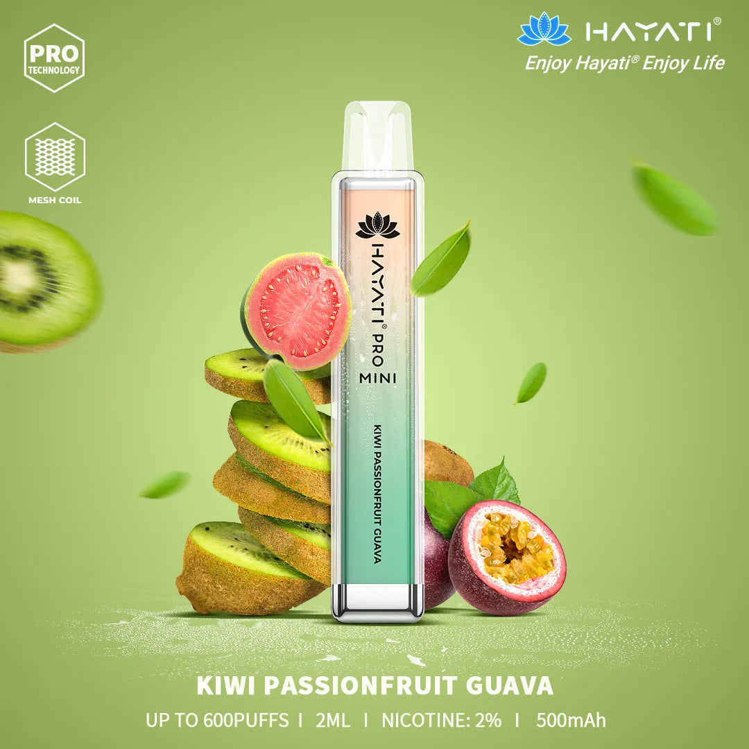 Kiwi Passion Fruit Guava Hayati Pro Mini 600 Puff Disposable Vape