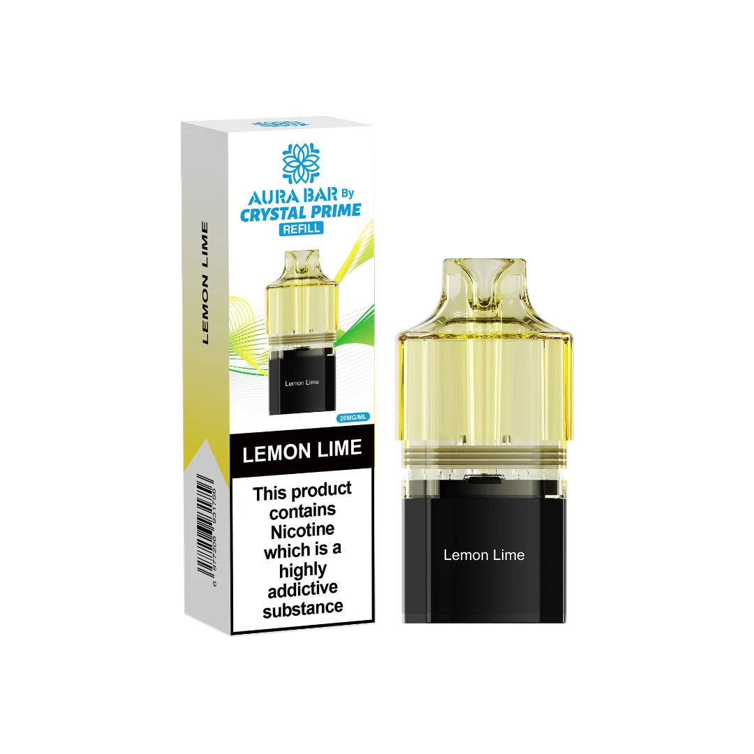 lemon lime flavour aura bar by crystal prime 10k pre-filled replacement pods