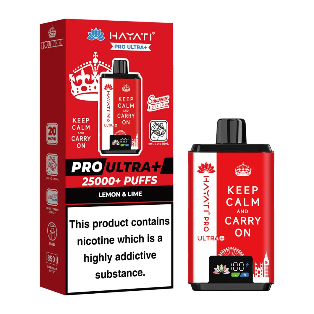 Lemon Lime flavour Hayati Pro Ultra Plus 25K Keep Calm and Carry On Souvenir Edition