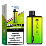 Load image into Gallery viewer, Hayati Pro Ultra 15000+ Puffs disposable vape in Lemon &amp; Lime flavor, displayed with a bright yellow-green device and packaging.
