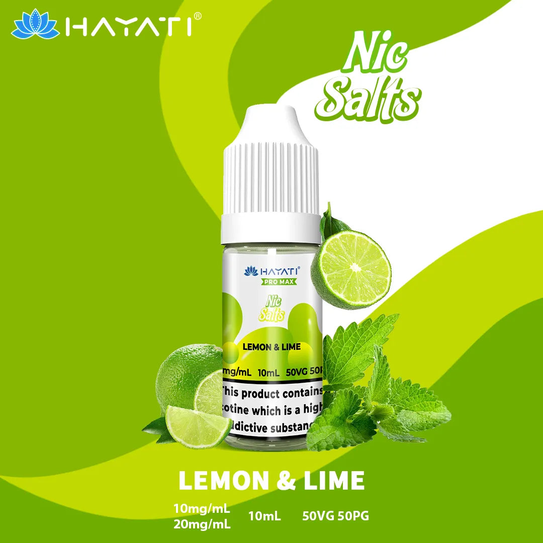 Lemon Lime Hayati Pro Max Nic Salt 10mg and 20mg Nicotine Strength 10ml Bottle