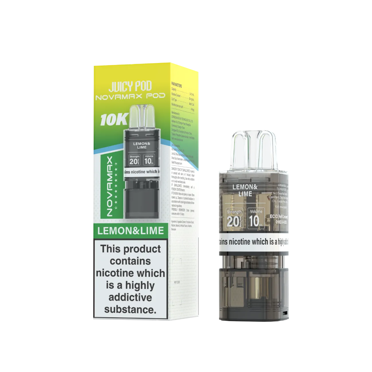 Juicy Pod Novamax Pod 10K pre-filled pod in Lemon Lime flavour