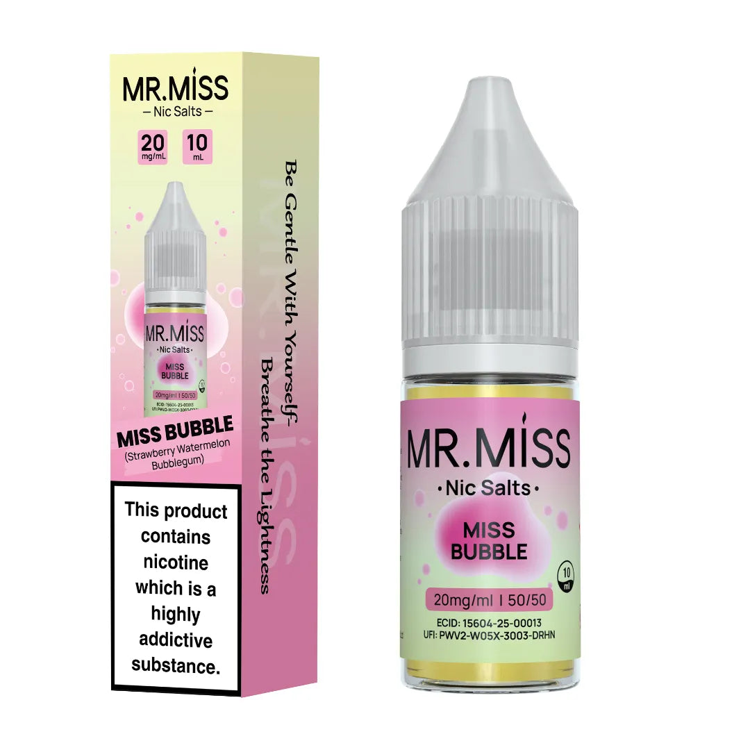 Miss Bubble Nic Salt by Mr.Miss and Strawberry Watermelon Bubblegum flavour