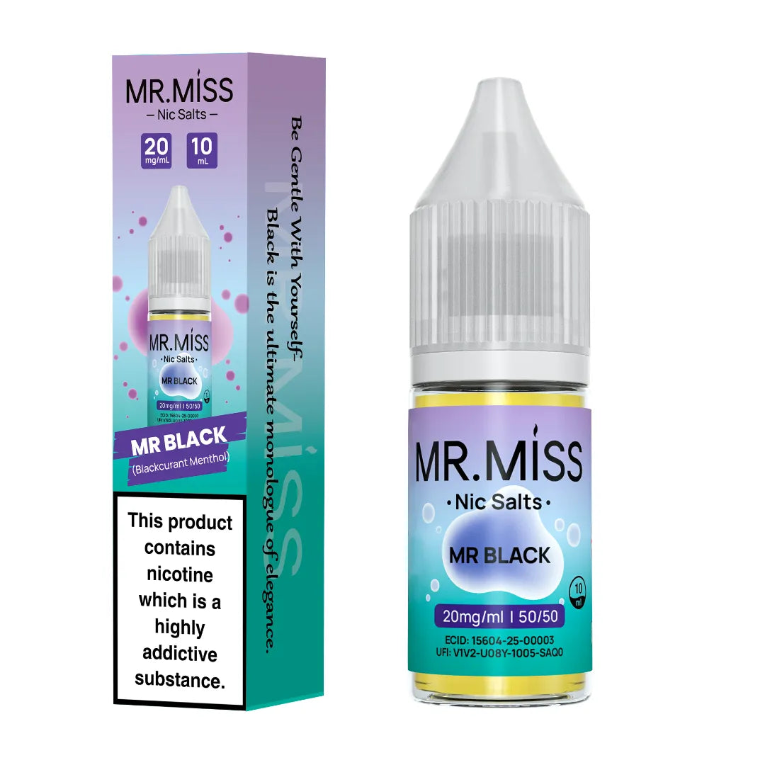 Mr.Miss Nic Salts Mr Black E-Liquid Blackcurrant Menthol flavour