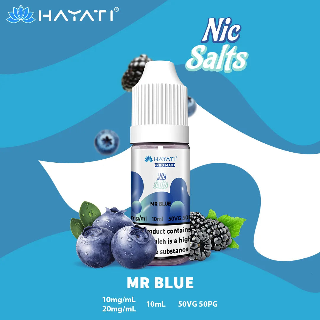 Mr Blue Hayati Pro Max Nic Salt 10mg and 20mg Nicotine Strength 10ml Bottle