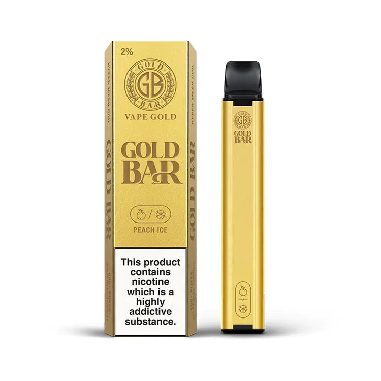 Peach Ice Gold Bar 600 Puff Disposable Vape (6861492027495)