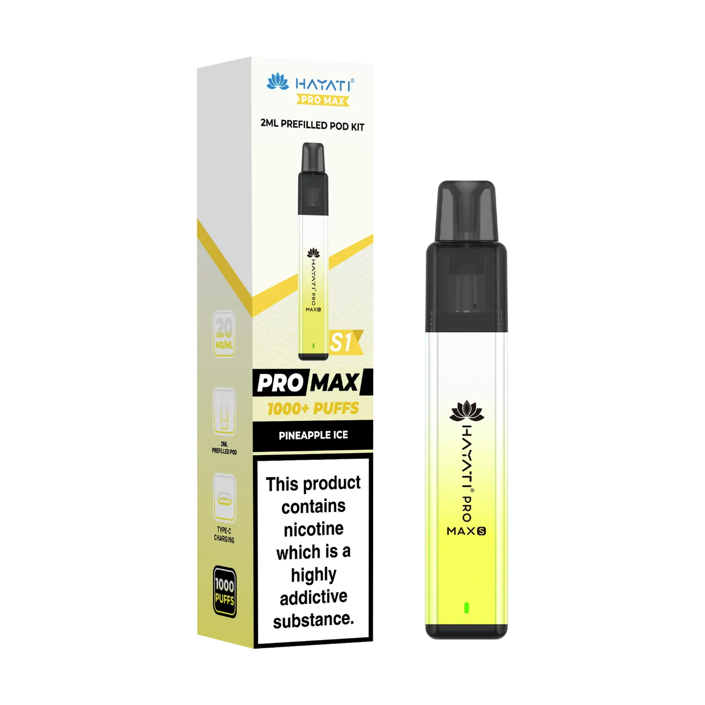 Pineapple Ice flavour Hayati Pro Max S1 prefilled pod kit