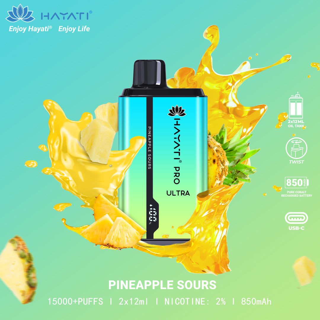 Pineapple Sours Hayati Pro Ultra 15K Puff Disposable Vape